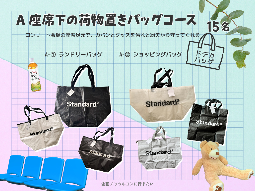 A座席下の荷物置きバッグコース