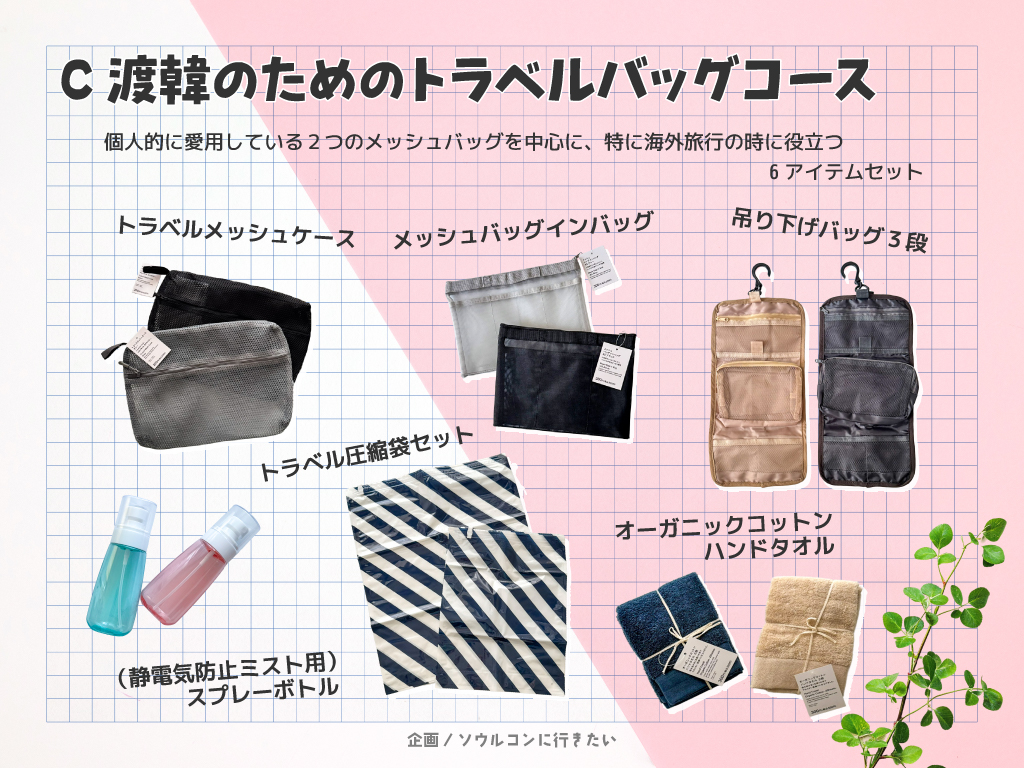 C、渡韓のためのトラベルバッグコース