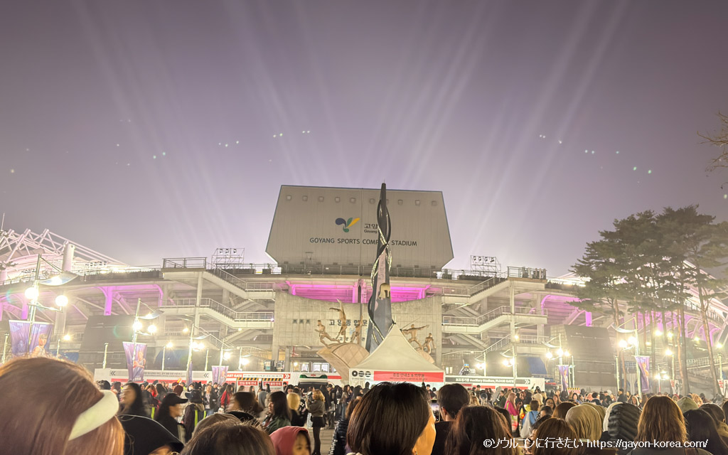 ひと祭り終えて夜空に光り輝く高陽スタジアム