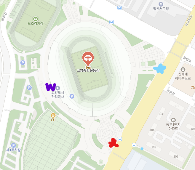 高陽スタジアム付近の地図